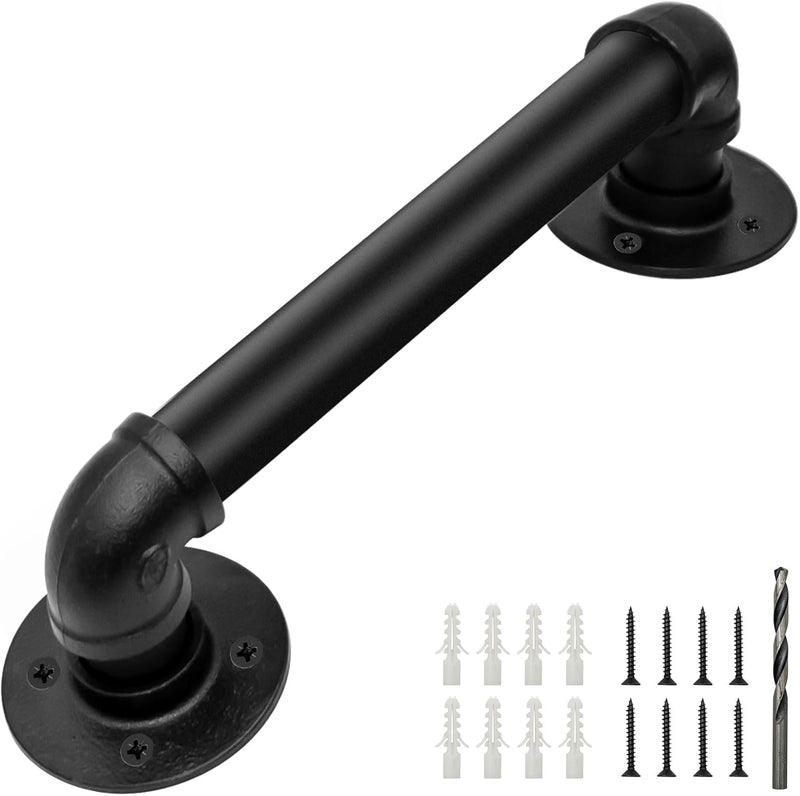 PNBO Wall Handrail 1FT/12IN,Industrial Staircase Railing 1.25 Inch Tube Diameter,Galvanized Pipe Handrail,Handrails for Indoor Stairs with Wall Mount Support,for Wall Mounted Stairway Handrail - Image 1